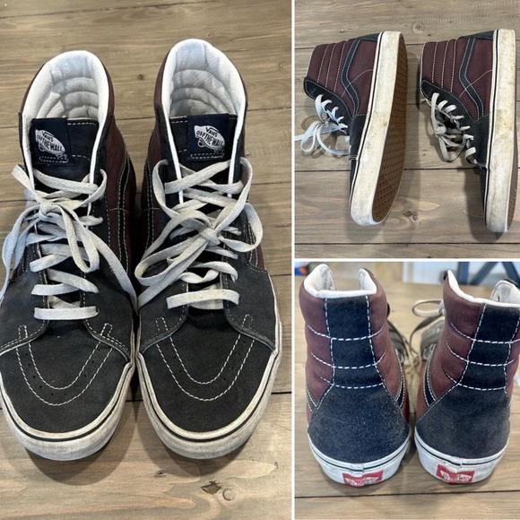 Vans Other - Vans Old Skool, canvas and suede mens high tops, size 10, grey and maroon
